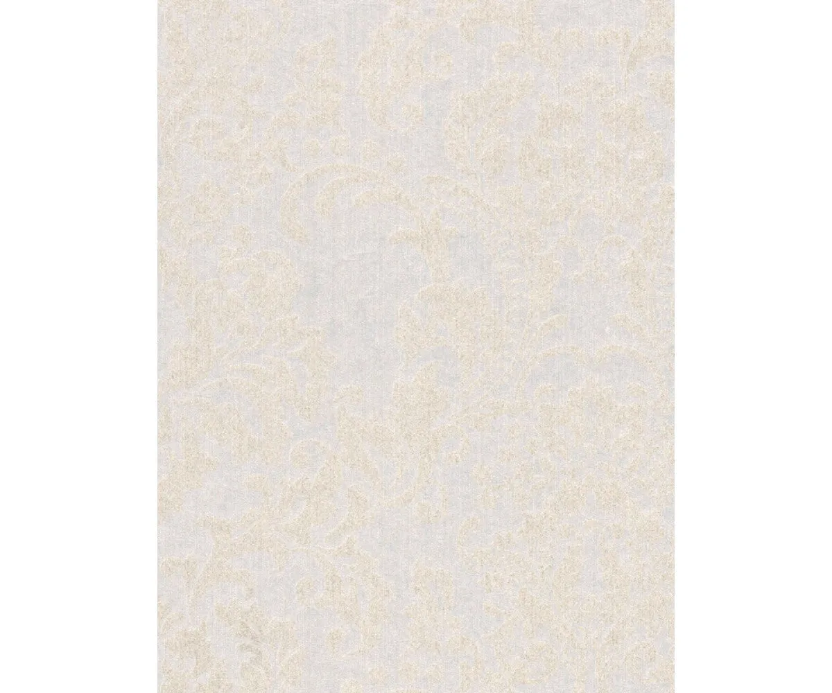 Baroque Textured Damask Metallic White 290519 Wallpaper