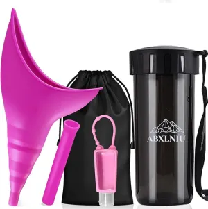 Female Urinal, Silicone Standing Pee Funnel Portable Female Urination Device Reusable for Road Trip,Travel, Camping Gear Essentials Urinal for Women with Cup