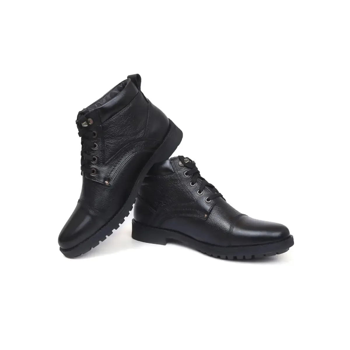 Fine-Grain Leather Lace-up High Ankle Boots 3051 for Men