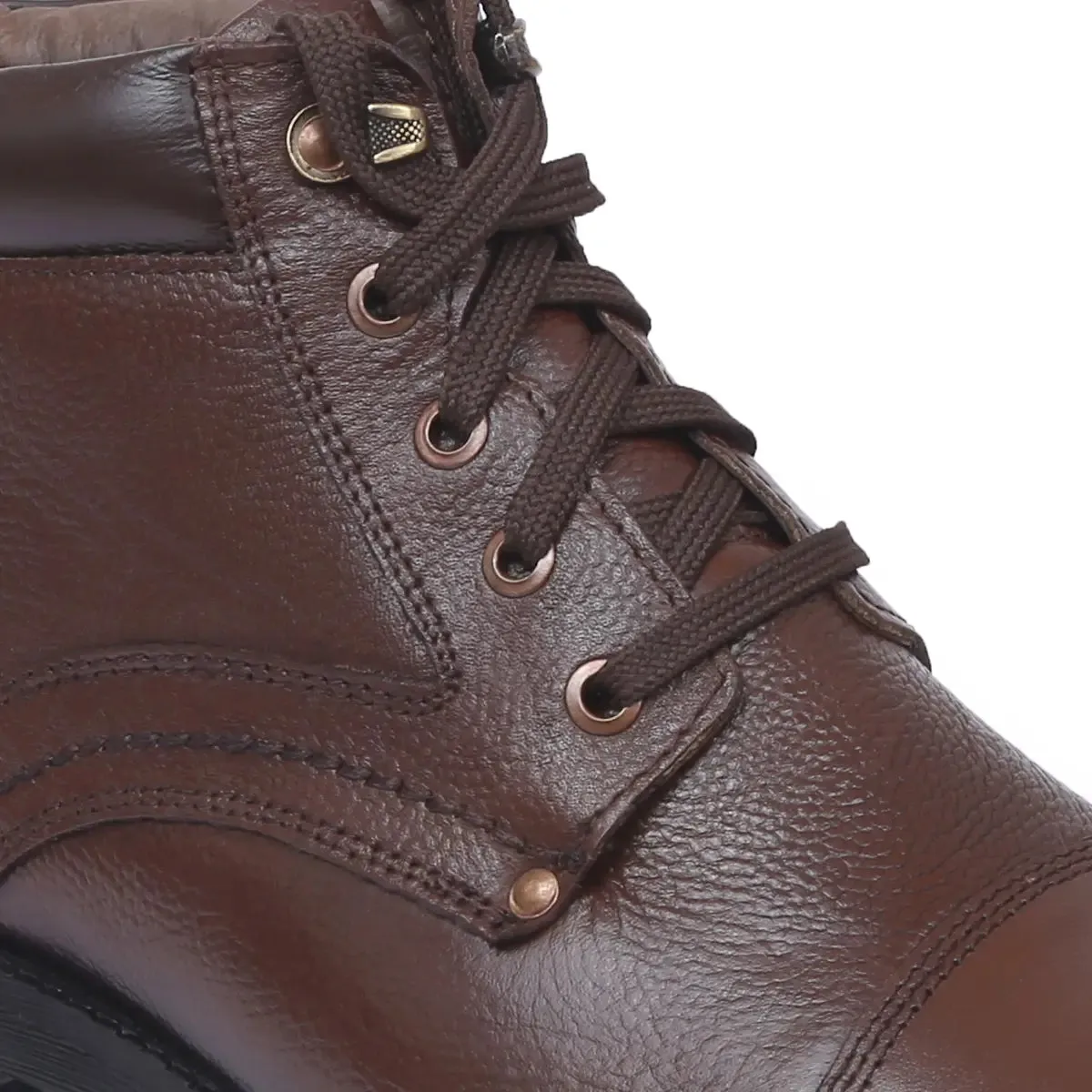 Fine-Grain Leather Lace-up High Ankle Boots 3051 for Men