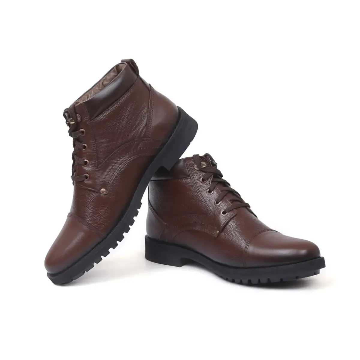 Fine-Grain Leather Lace-up High Ankle Boots 3051 for Men