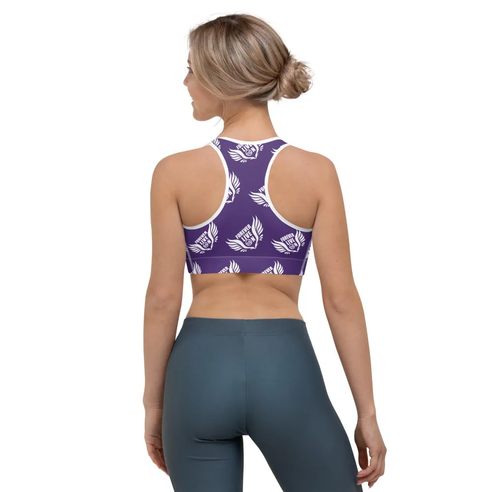 FLO Purple & White Sports Bra