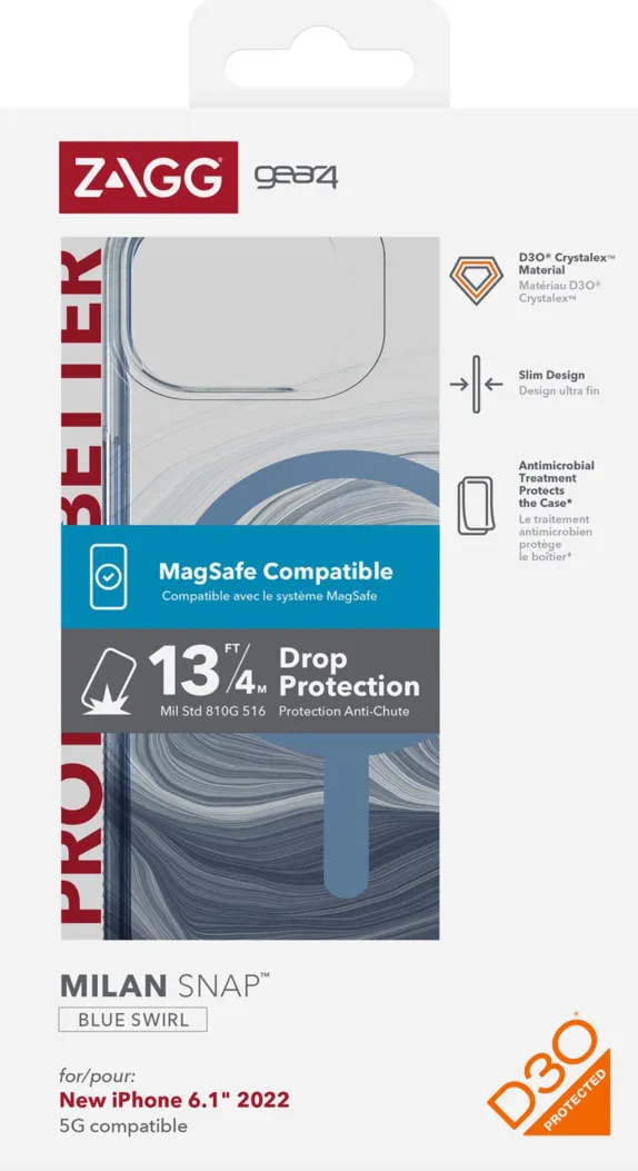 GEAR4 - iPhone 14 Pro Gear4 D3O Milan Snap Case - Blue Swirl