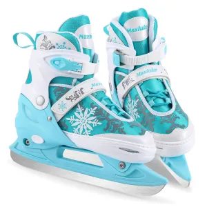 Maxluke Girls Adjustable Ice Skates | Kids Ice Hockey Skates for Girls Boys Youth | Fun Ice Skating Shoes for Outdoor and Rink | Soft Comfortable Lining | Green Snowflake Style