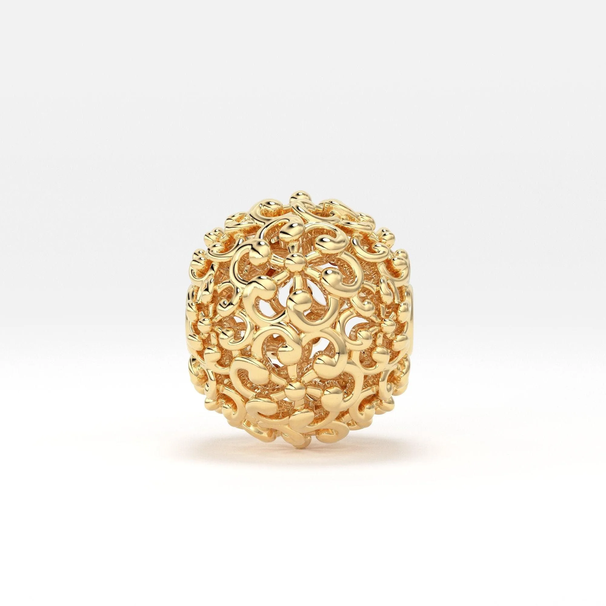 Solid Gold Handmade Designer Round Floral Mesh Spacer Bead Finding 6mm 8mm 10mm
