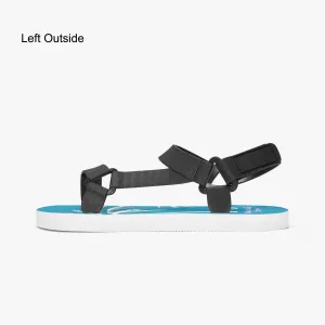 Teal and White Palm Trees Graphic Casual Strappy Sandals