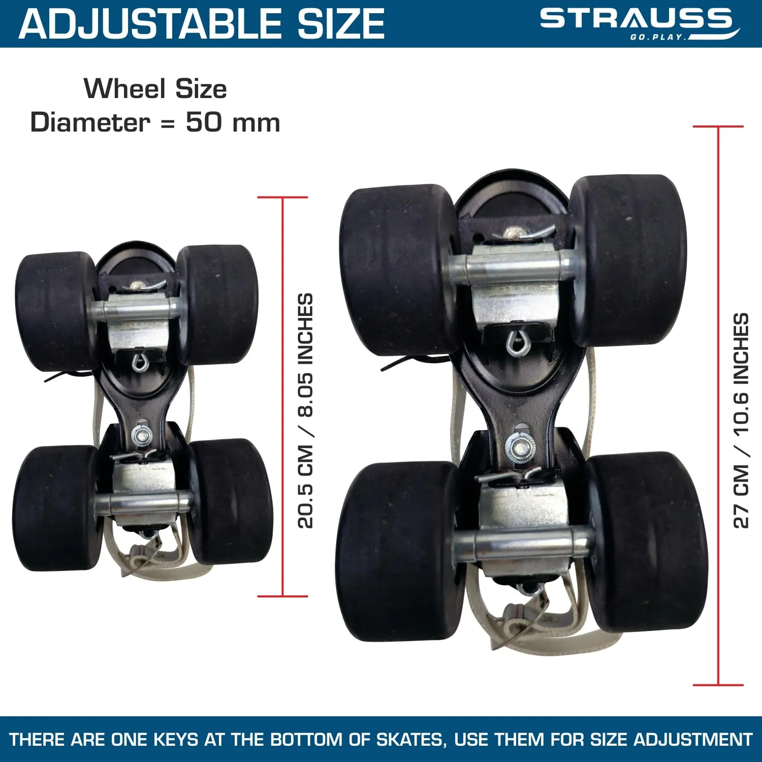 Tenacity Roller Skates: Adjustable Skating Shoes for Kids | Indoor & Outdoor | Black | For Ages 6-8