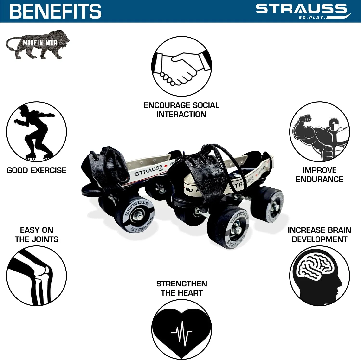 Tenacity Roller Skates: Adjustable Skating Shoes for Kids | Indoor & Outdoor | Black | For Ages 6-8